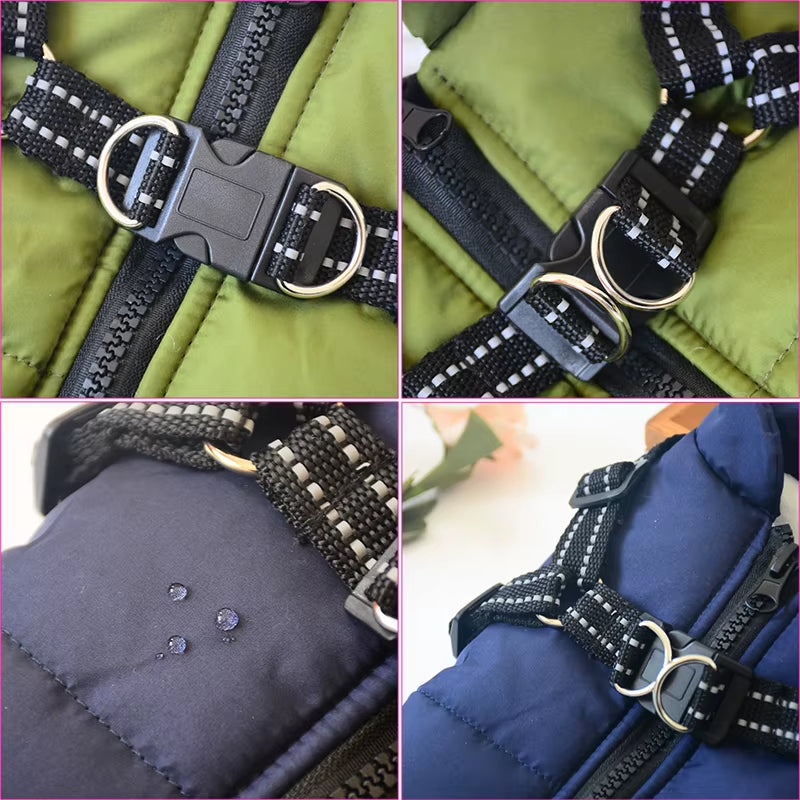 Warm Dog Coat with Harness – Waterproof Winter Jacket for Big and Small Breeds