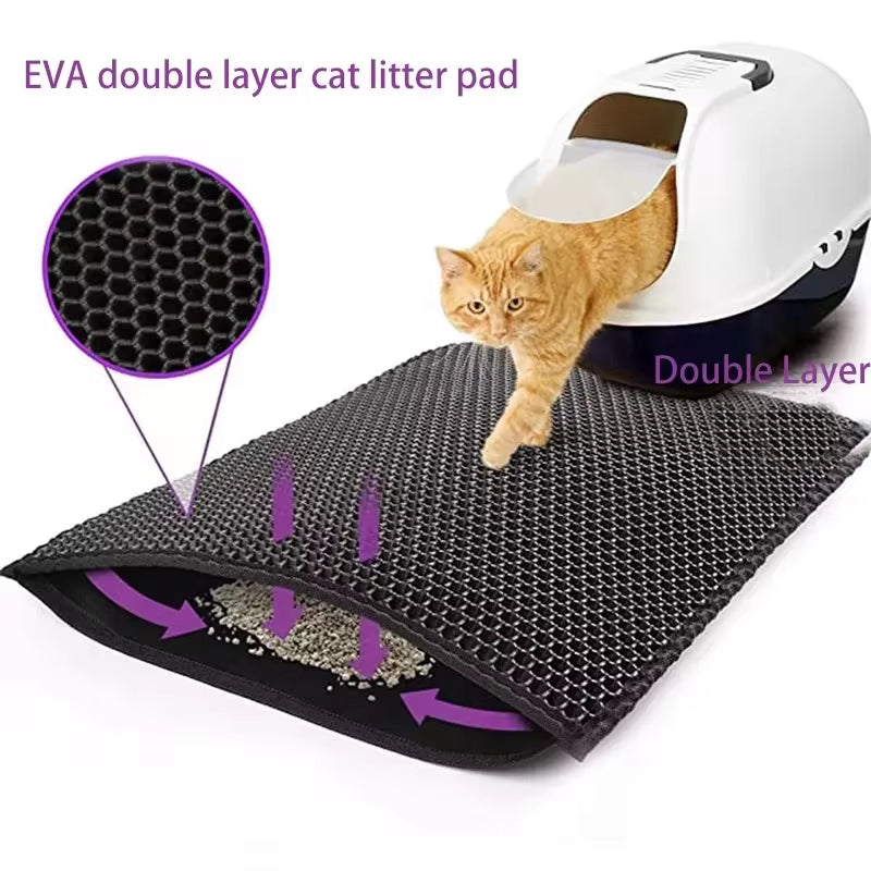 Double Layer Cat Litter Mat – Waterproof and Washable Litter Box Pad